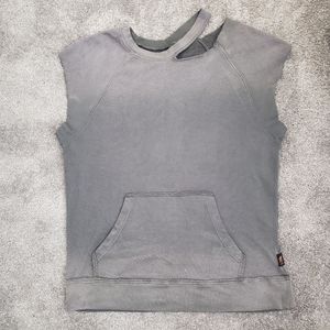 Distressed raw edge cut off sweatshirt